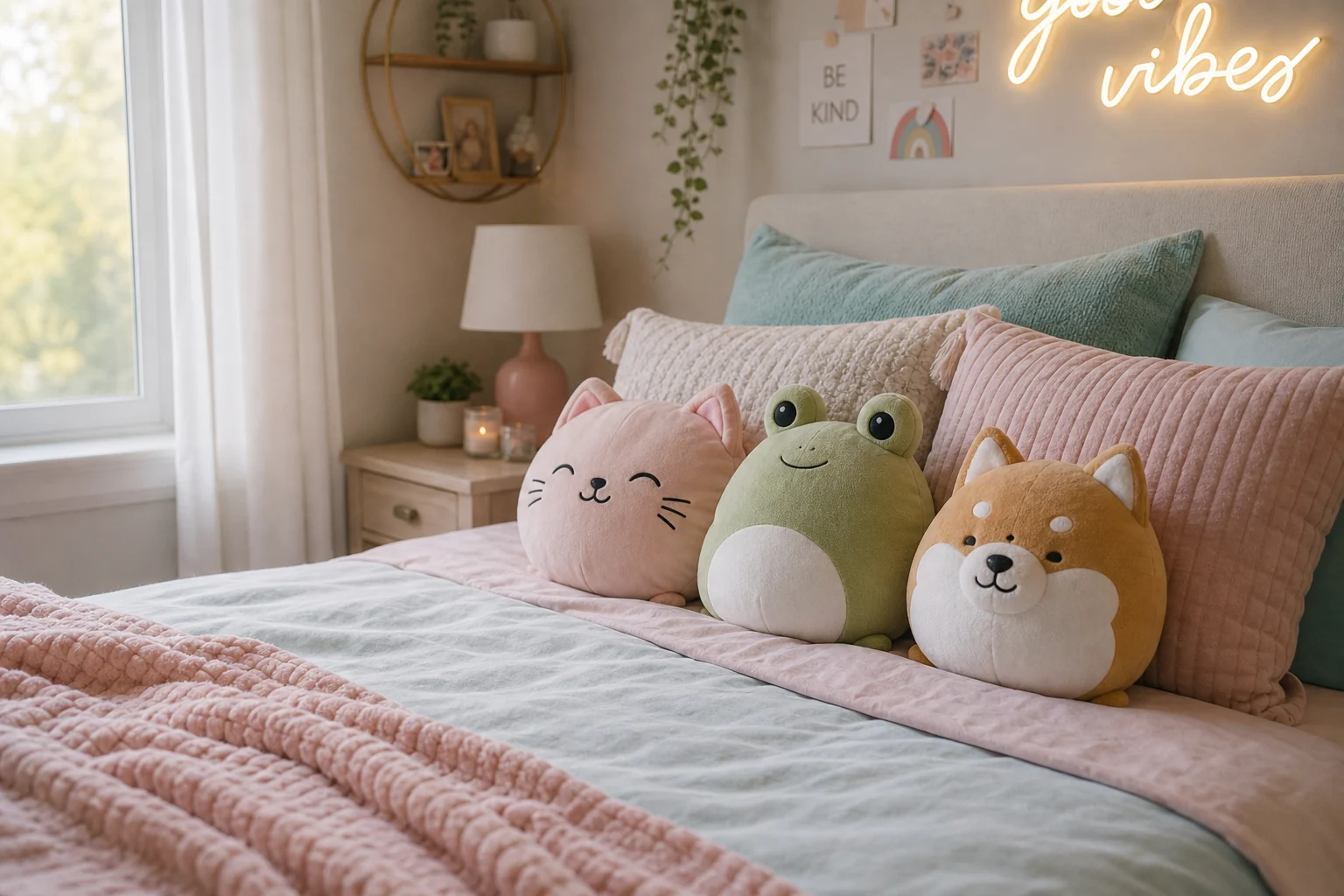 Peluches sur lit